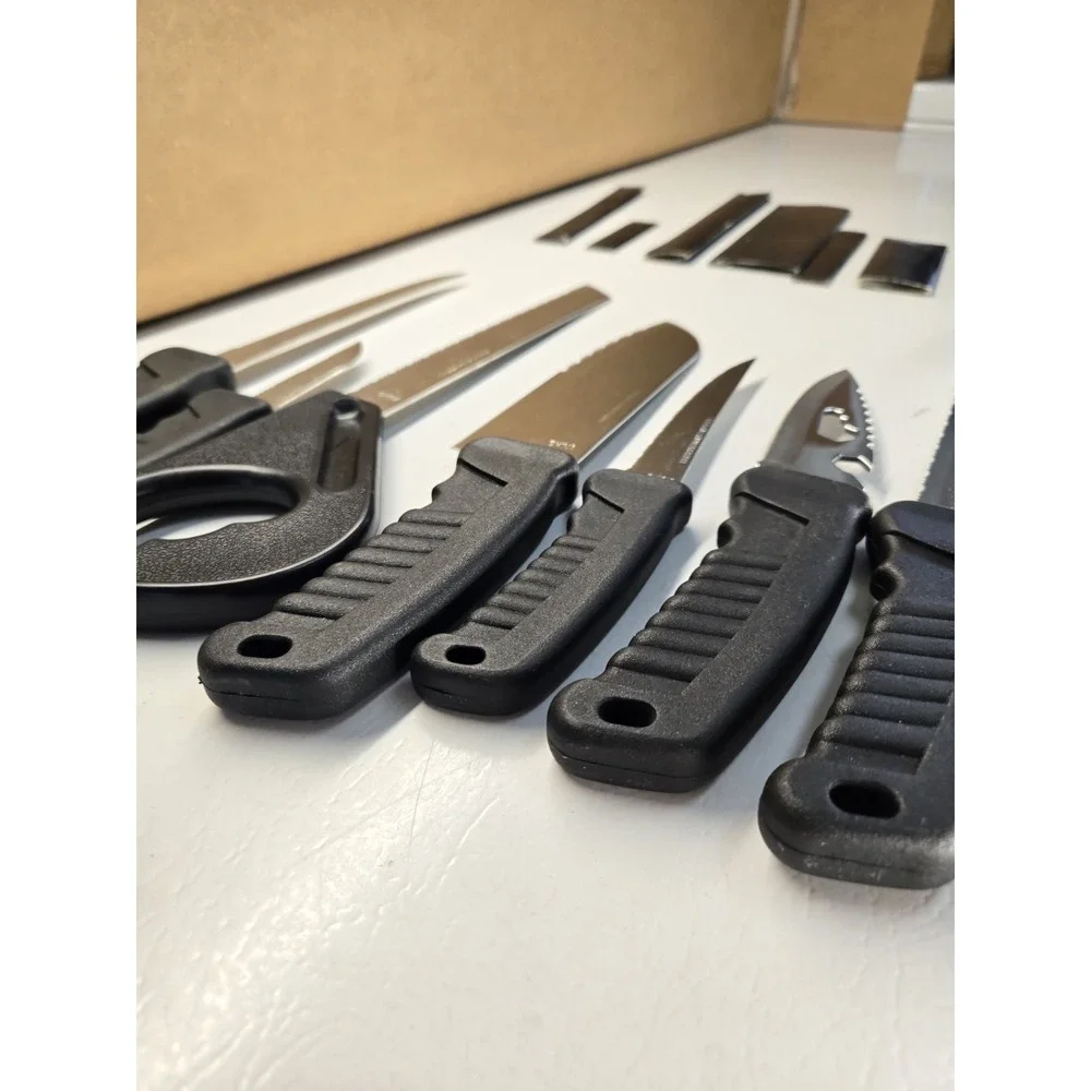 Fishing 9-Piece Knife Set Stainless Steel Fillet Chopper Saw Serrated Surgical